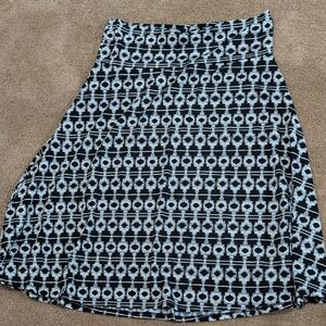 LuLaRoe Black and Light Blue Patterned A-Line Skirt